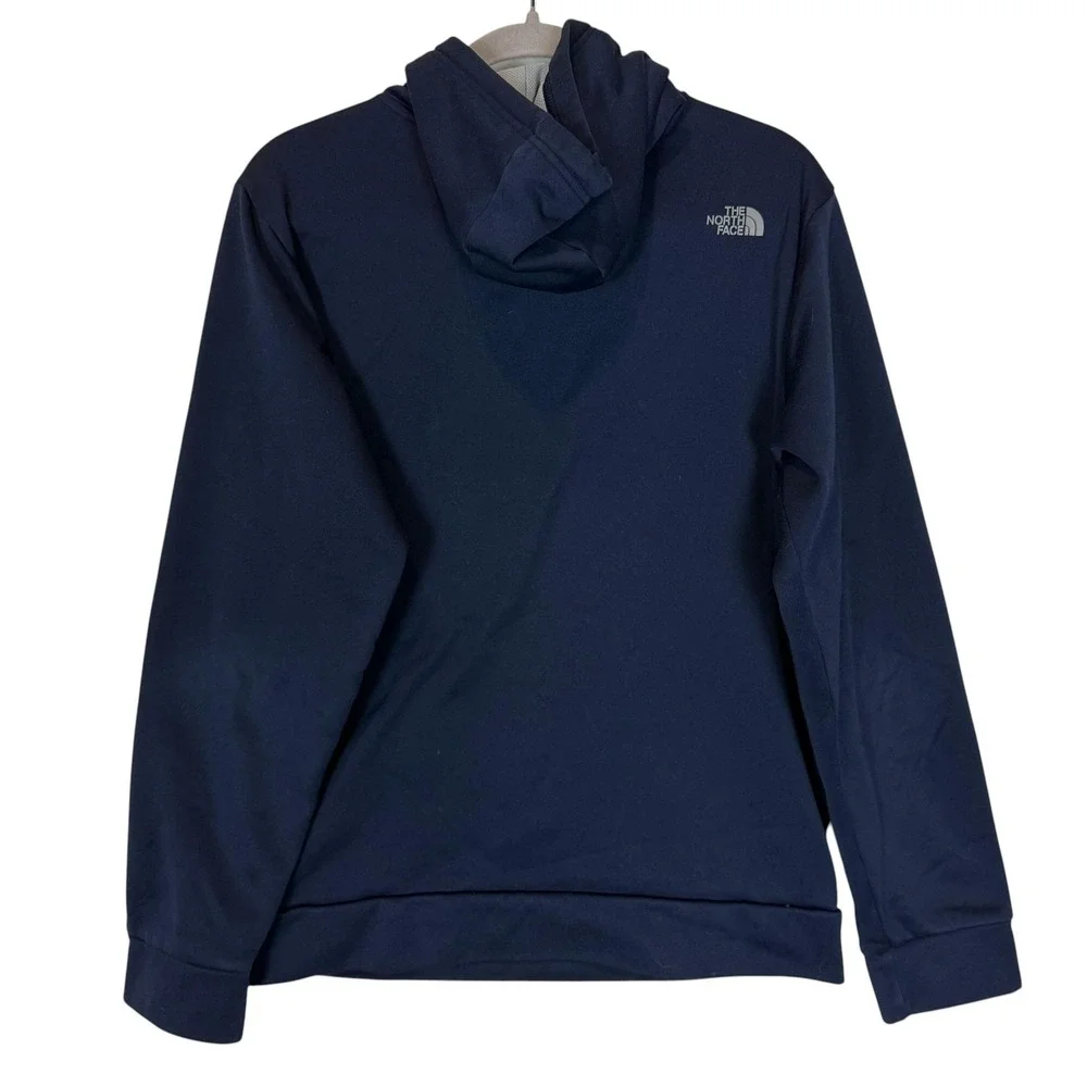 The North Face Hoodie Mens Small Blue Pullover Fleece Logo Graphic Kangaroo‎
